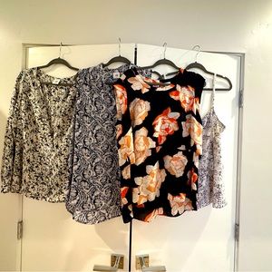 Lot of CAbi tops— two sleeveless, one long sleeve button down, & strappy tank.